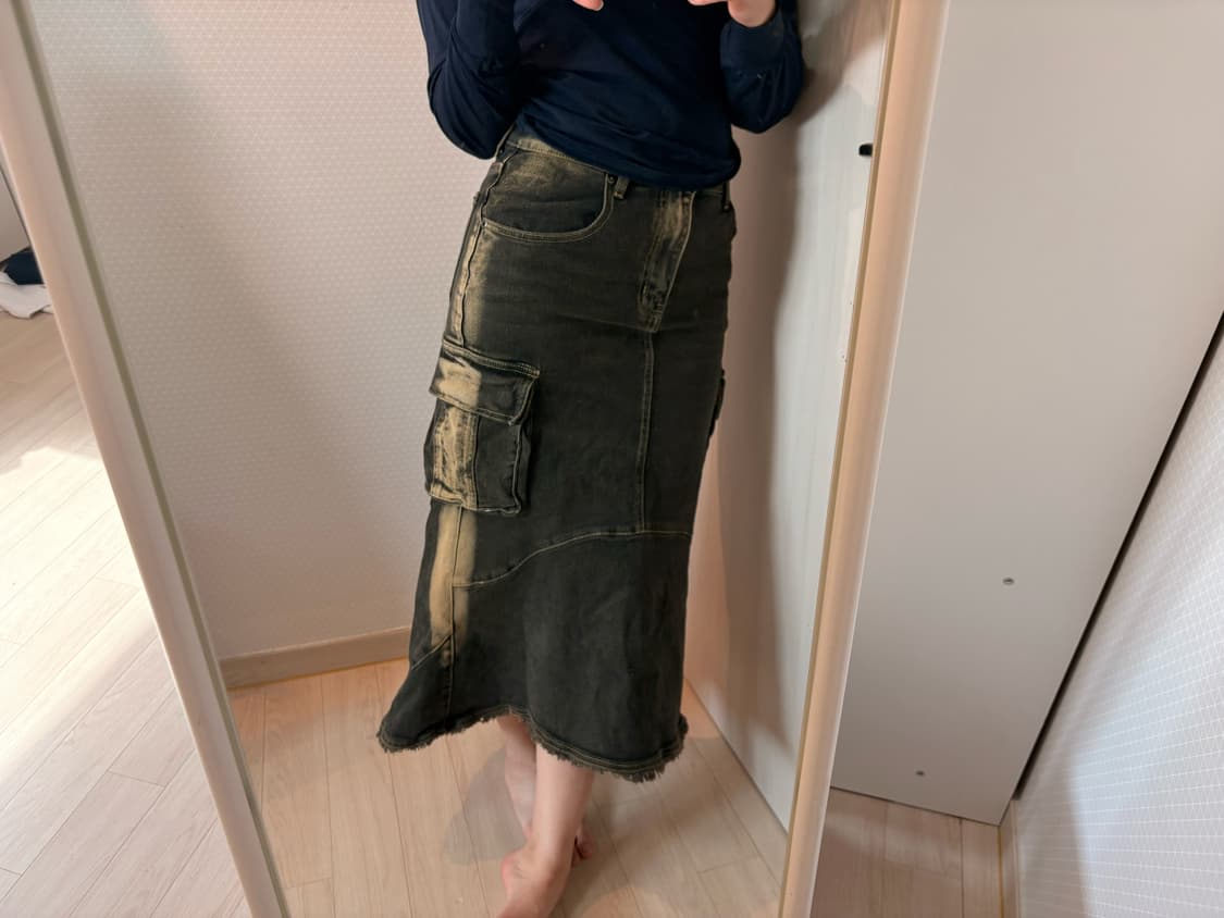 프렌다 디자인 컴퍼니 카고 데님 머메이드 롱스커트 상품이미지1