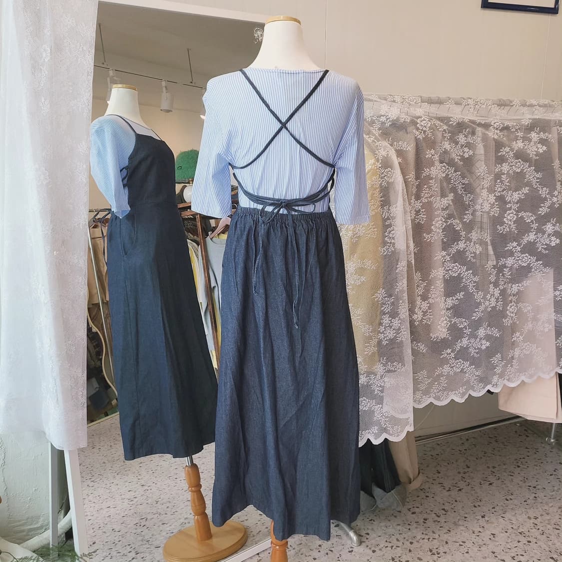 생지데님 에이프런 원피스 상품이미지5