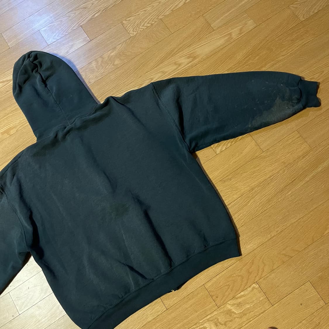 [L] 00s 트래쉬드 러셀 후드집업 블랙 상품이미지7