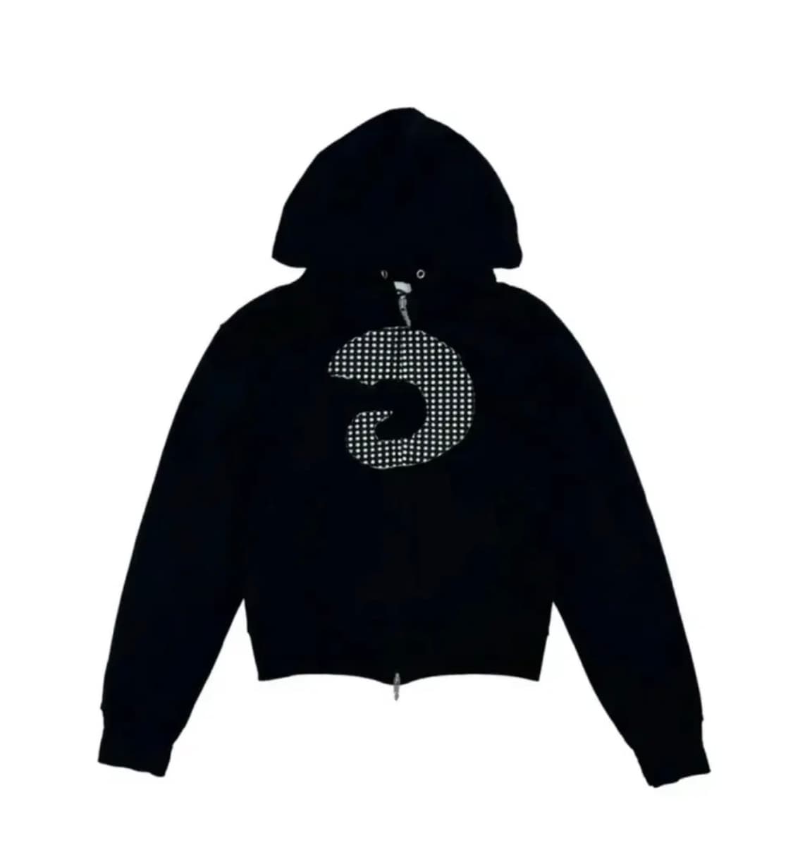 탄산마그네슘 혼 아플리케 후드집업 블랙 우먼 사이즈 상품이미지1