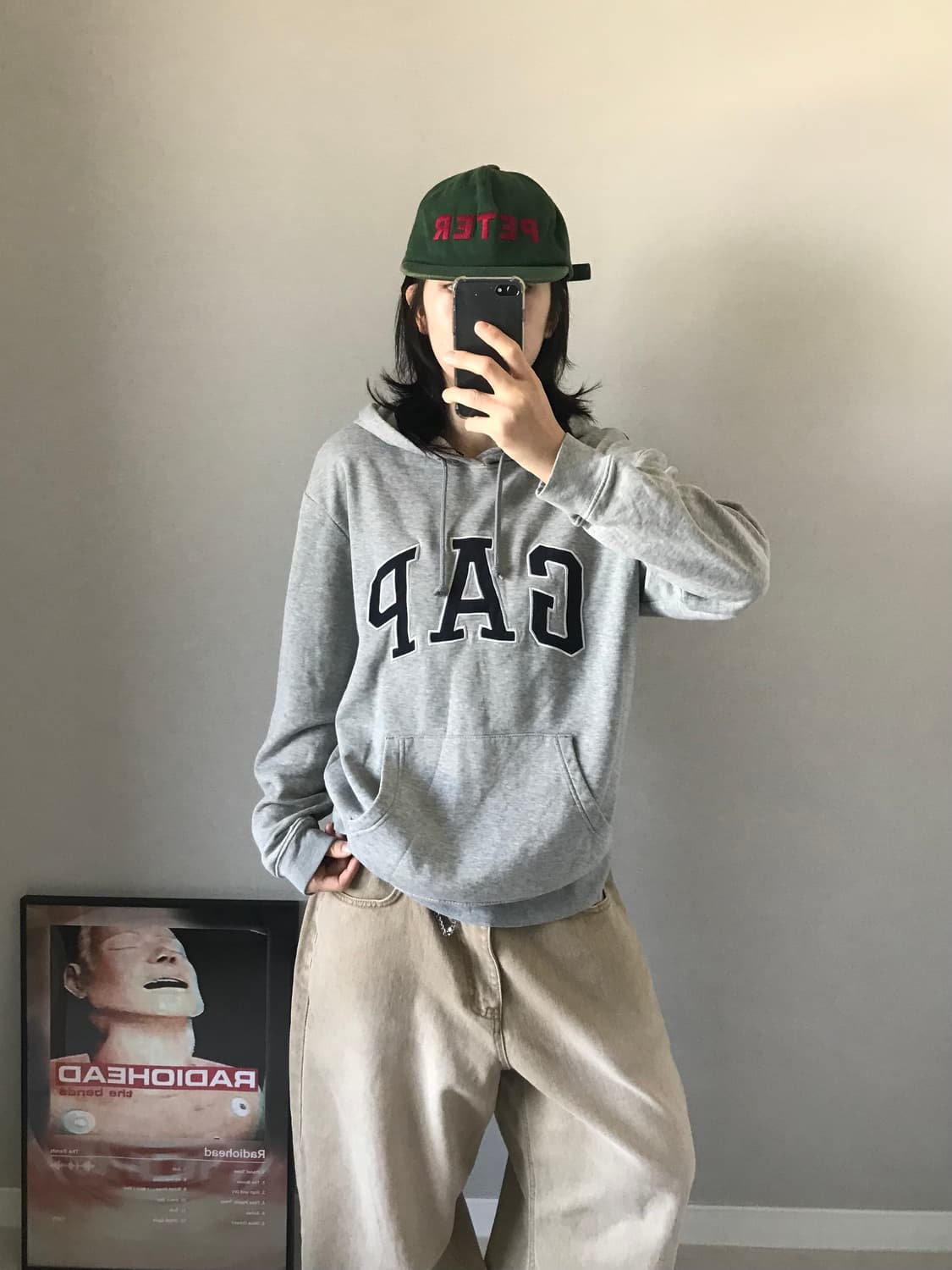 갭 GAP 빅로고 그레이 후드티 상품이미지3