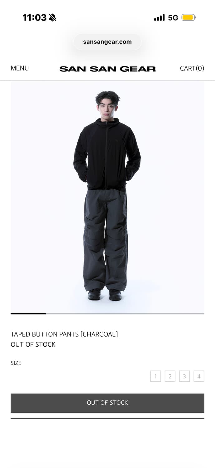 산산기어 TAPED BUTTON PANTS [CHARCOAL] 상품이미지2