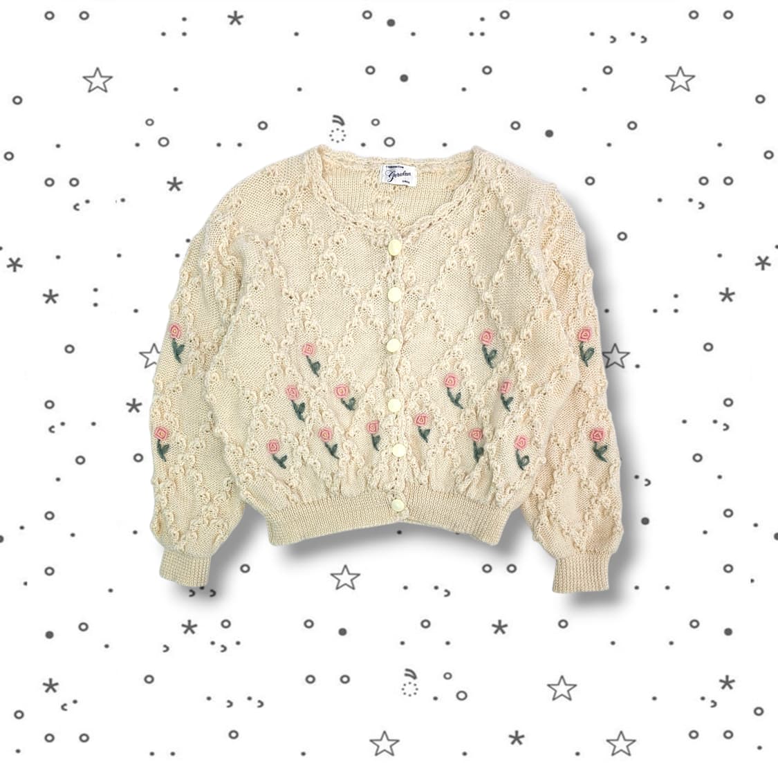 F JPN VTG 장미 자수 가디건 상품이미지1