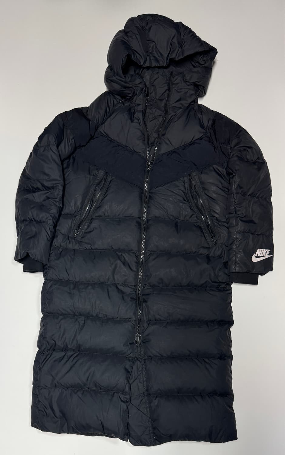 여성 나이키 올드스쿨 덕 다운 후드 경량 롱패딩 상품이미지1