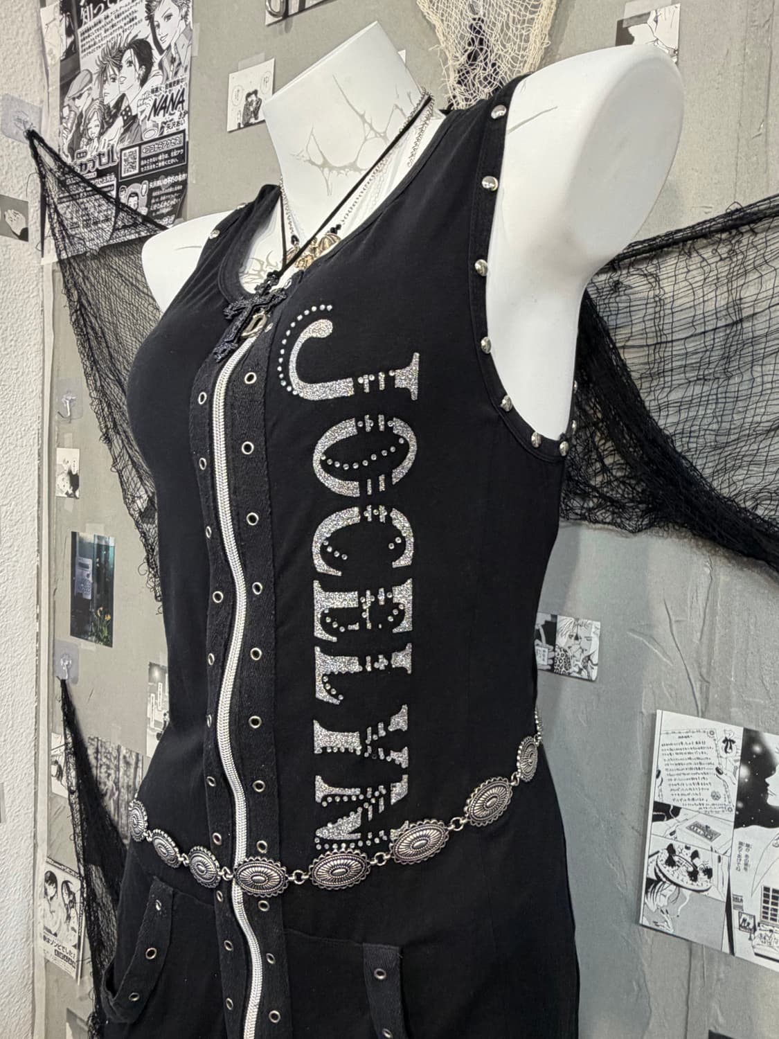 Gothic Rivet Glitter zip up one piece 상품이미지6