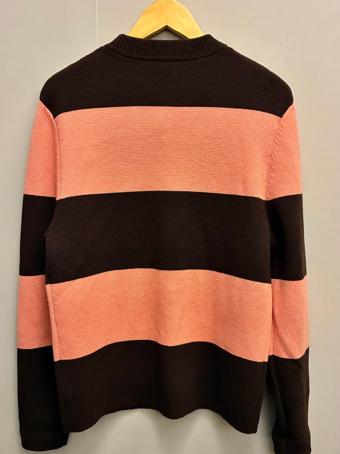 (S/100)COS 코스 울 코튼 브라운핑크 컬러 블록 헤비가디건 상품이미지2