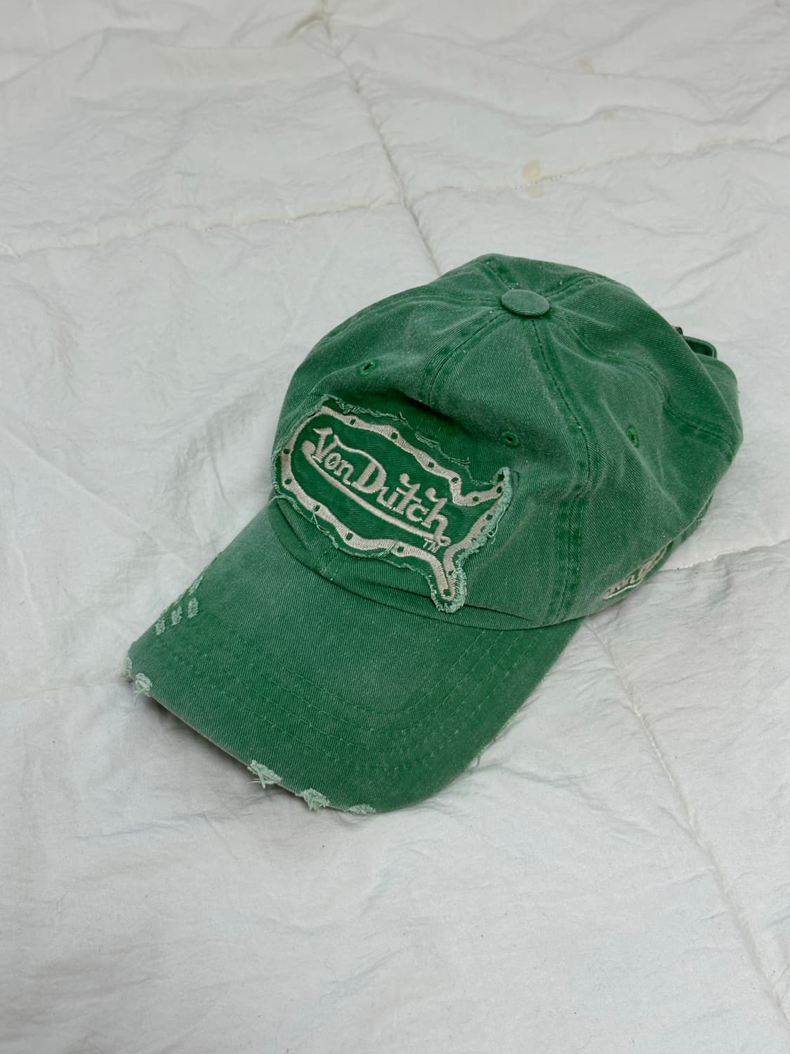 본더치 데미지 디테일 볼캡 그린 상품이미지2