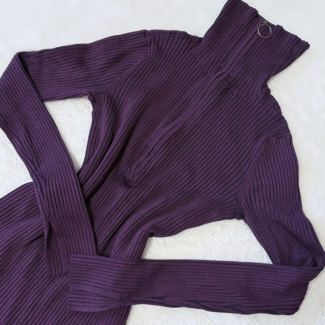 BCBGMAXAZRIA 딱붙 골지 반집업 니트 상품이미지1