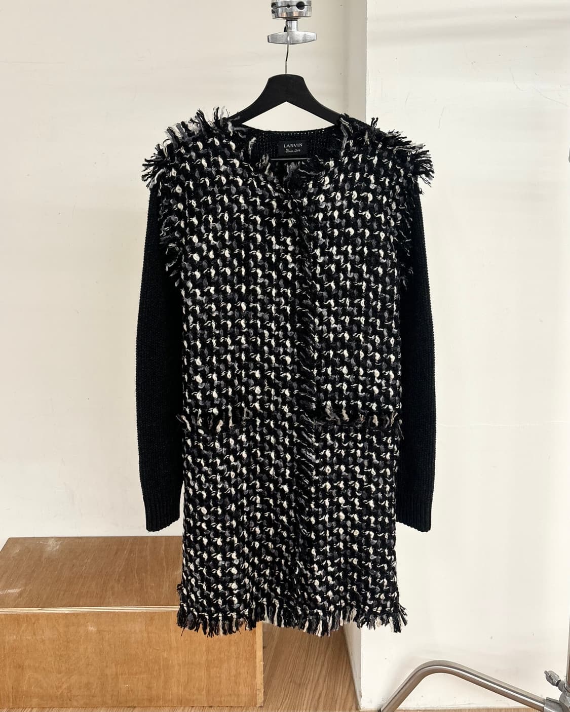 랑방 블랙 트위드 스웨터 코트 자켓 상품이미지1