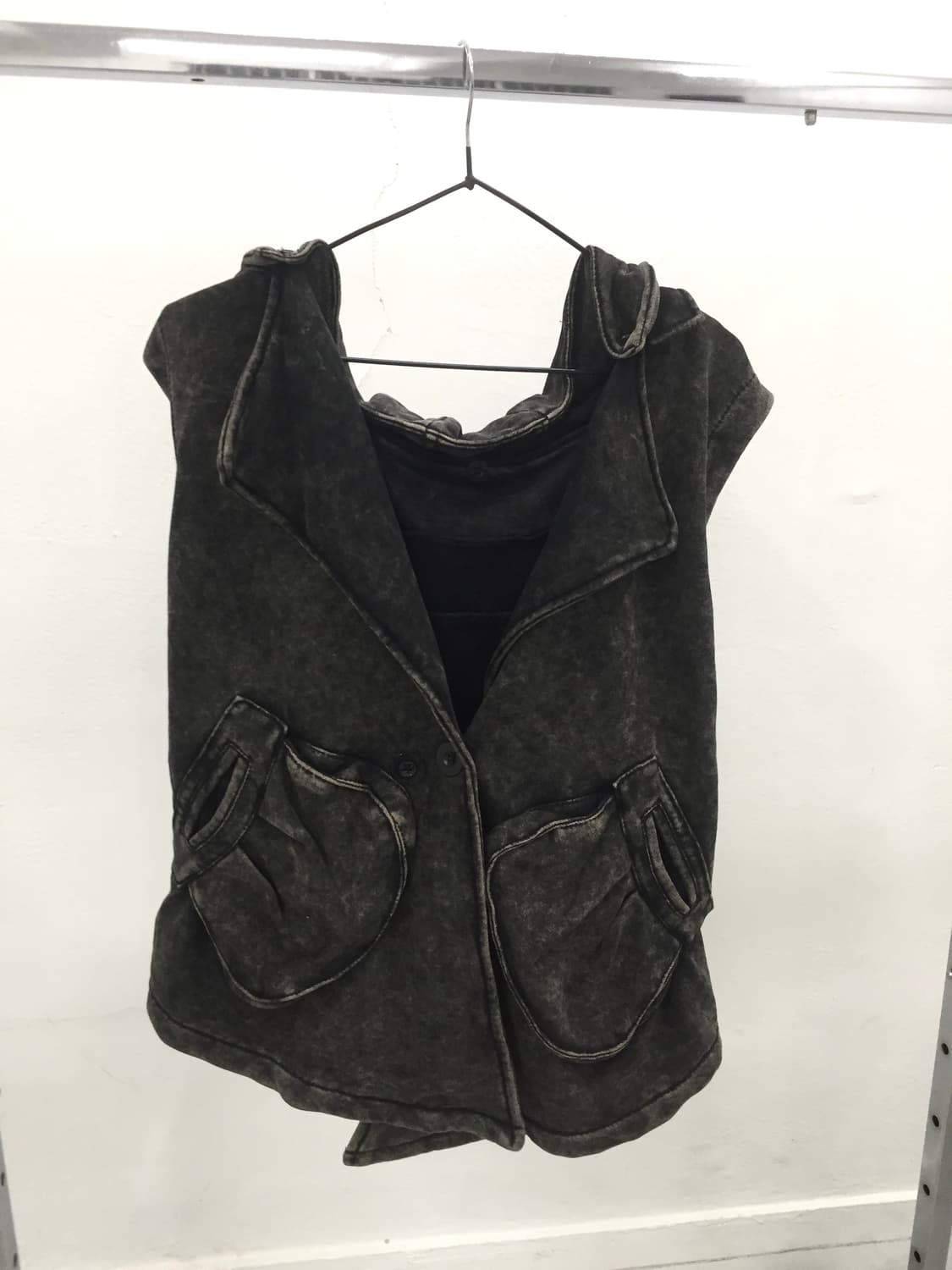 Big hood dusty charcoal cargo sleeveless 상품이미지4