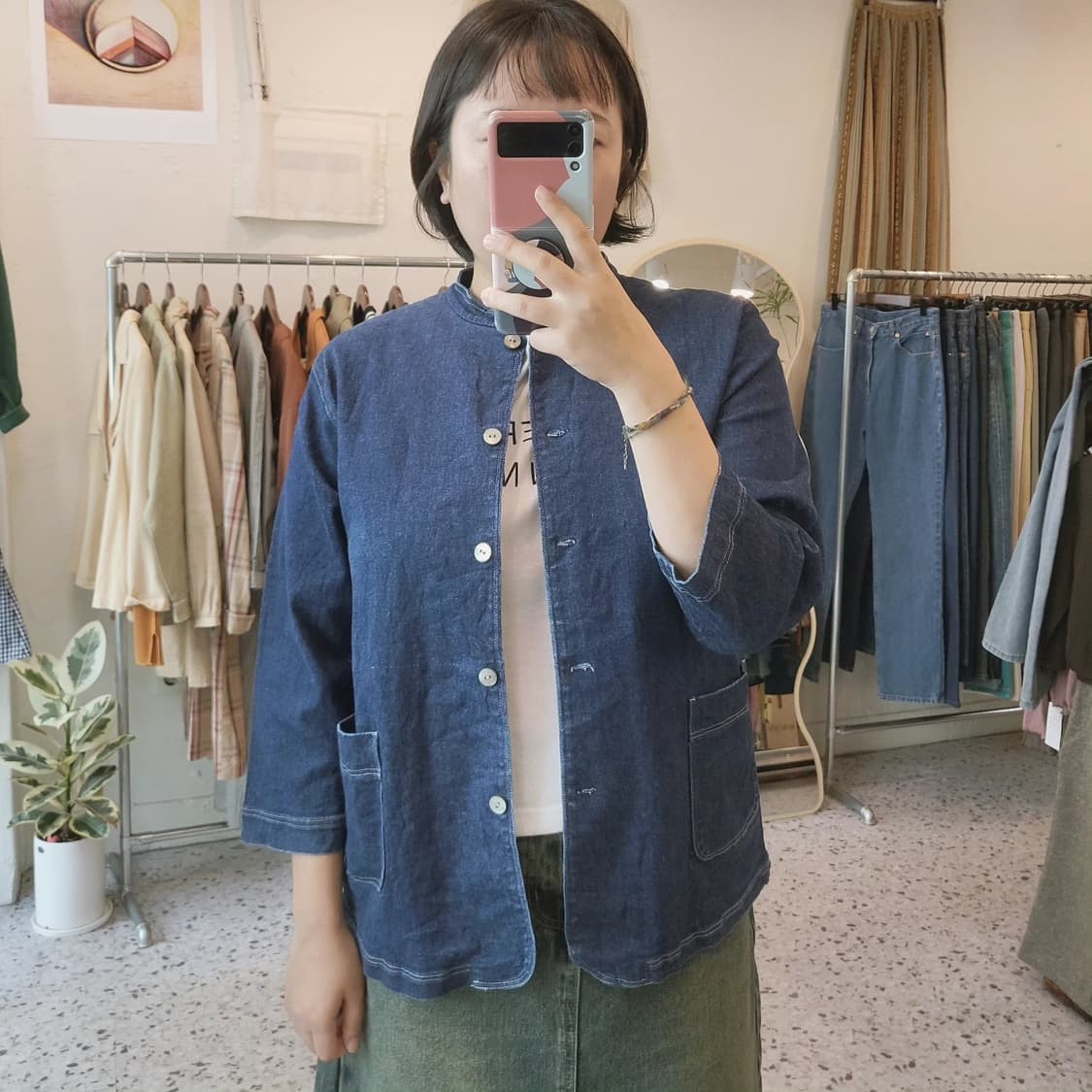 하이넥카라 진청 자켓 상품이미지7