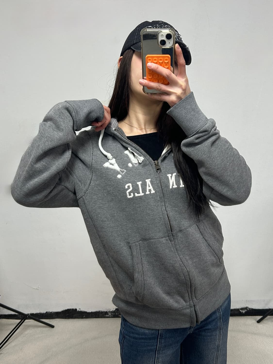 아베크롬비 y2k 디스트레스드 후드집업 그레이 상품이미지2