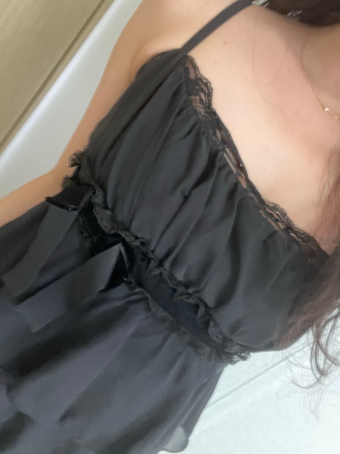 빈티지 블랙 프릴 캉캉 미디 원피스 갸루 상품이미지4