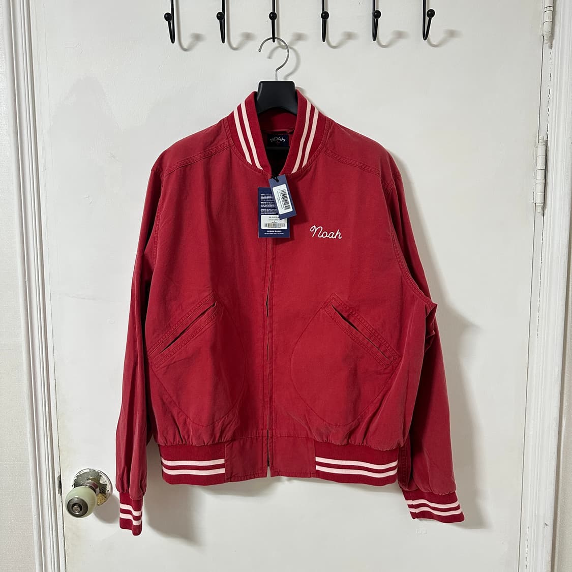 XL 새상품 노아 noah 코튼 바시티자켓 레드 상품이미지1