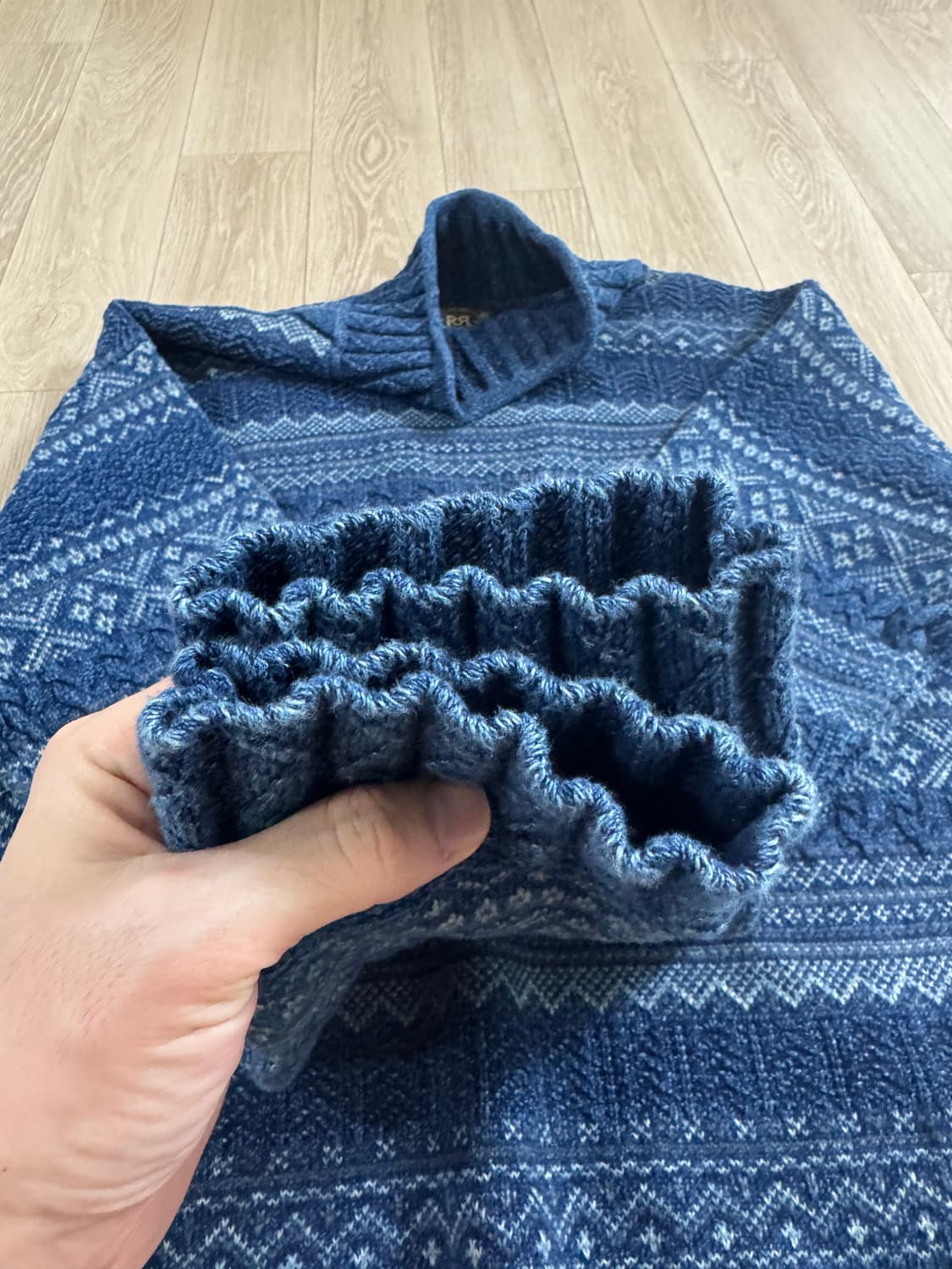 XL RRL 모크넥 블루 인디고 스웨터 상품이미지4