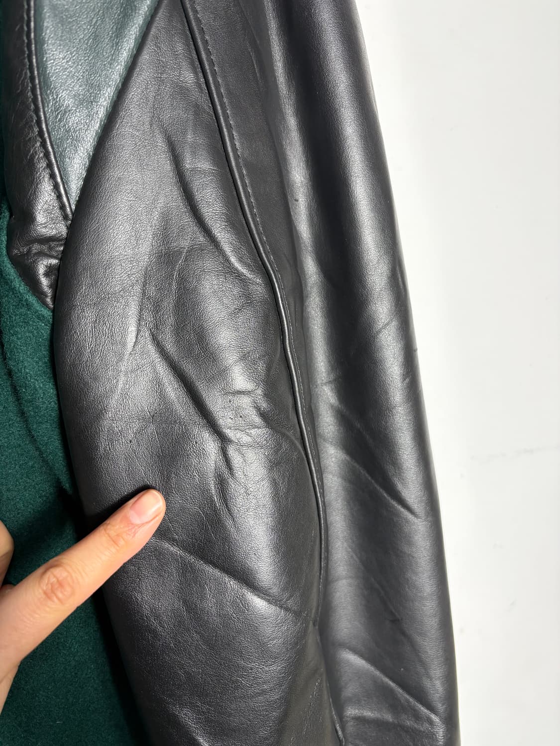 울 가죽 바시티 자켓 상품이미지8