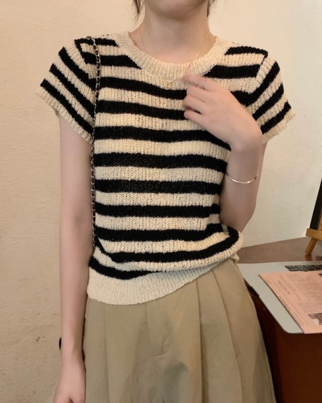 단가라 크롭 니트 상품이미지2