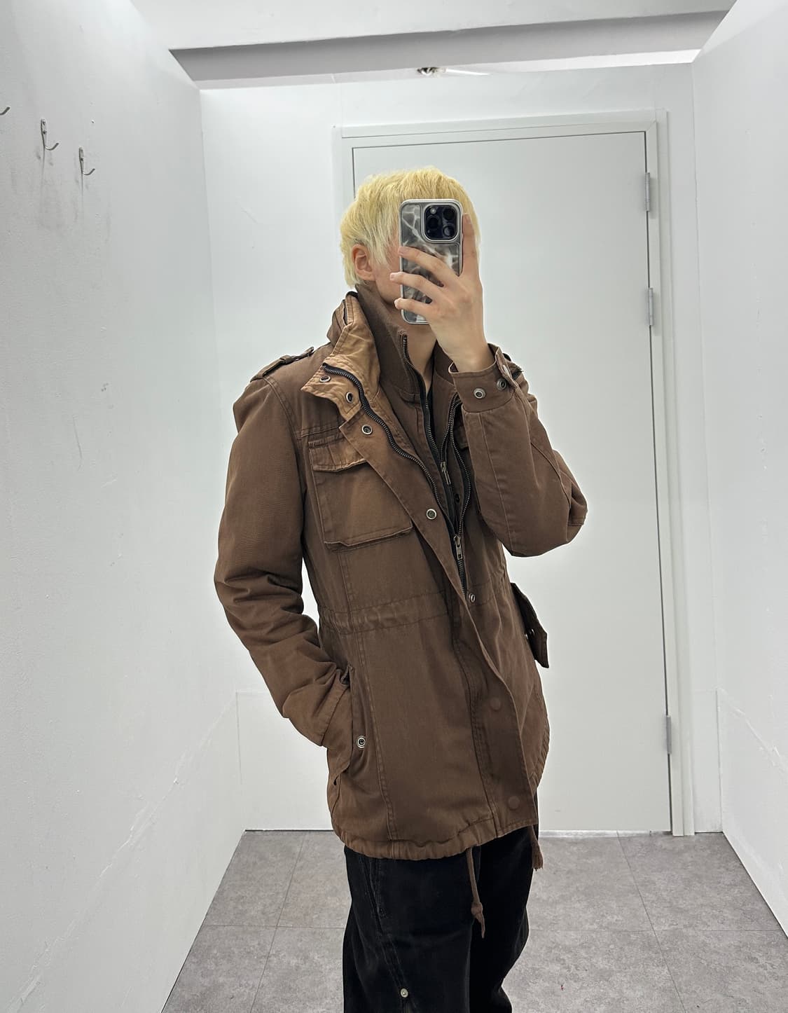 Vintage brown high neck jacket 상품이미지7