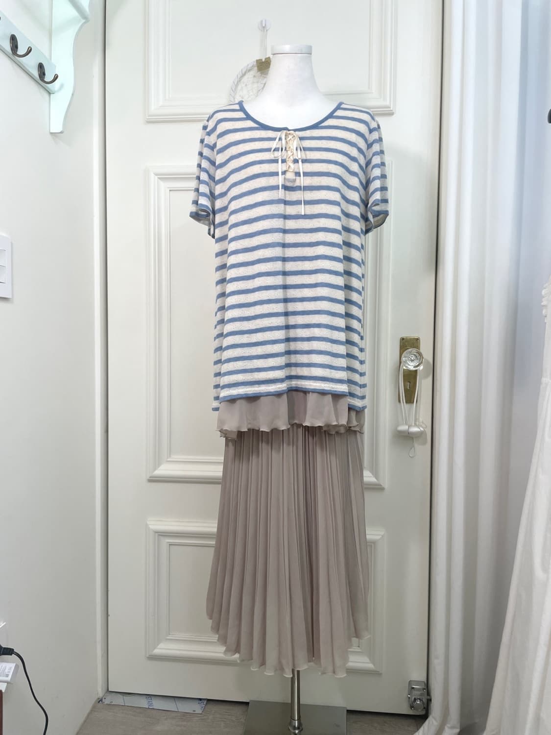 ivory crochet blue stripe layered mori 3 상품이미지7
