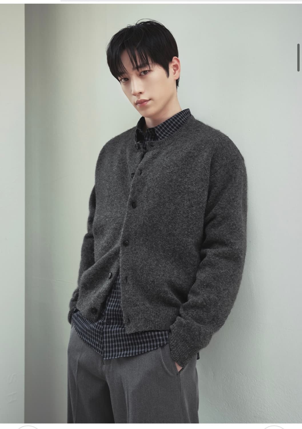 (XL) 드로우핏 어베인 울 크롭 니트 가디건 [MELANGE GREY] 상품이미지5