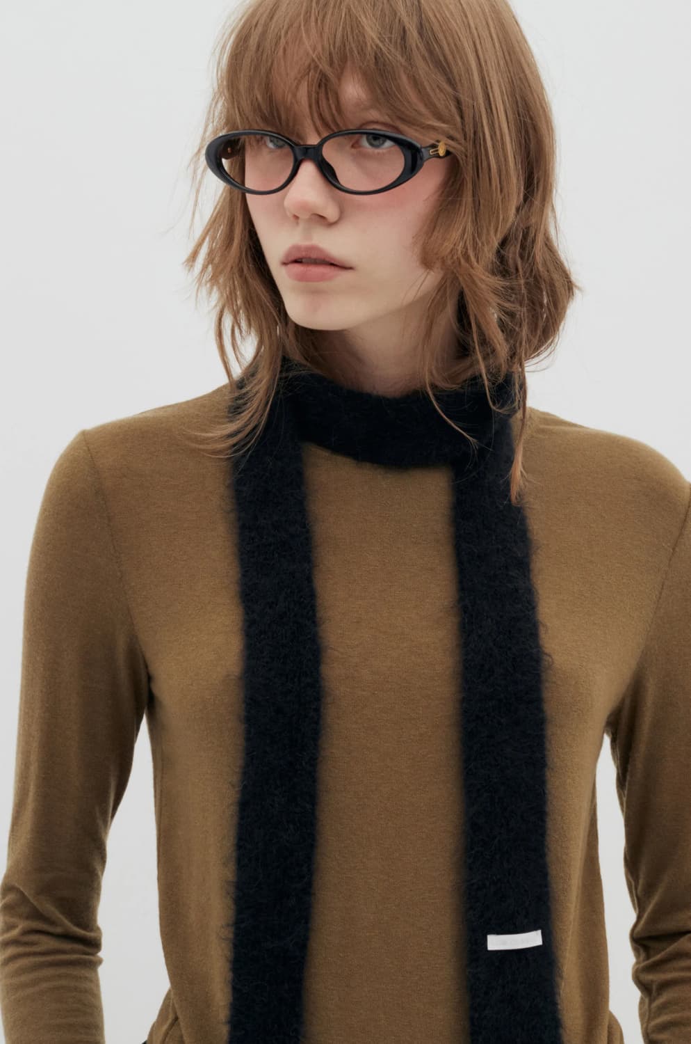 소프트 알파카 슬림 머플러 블랙 상품이미지3