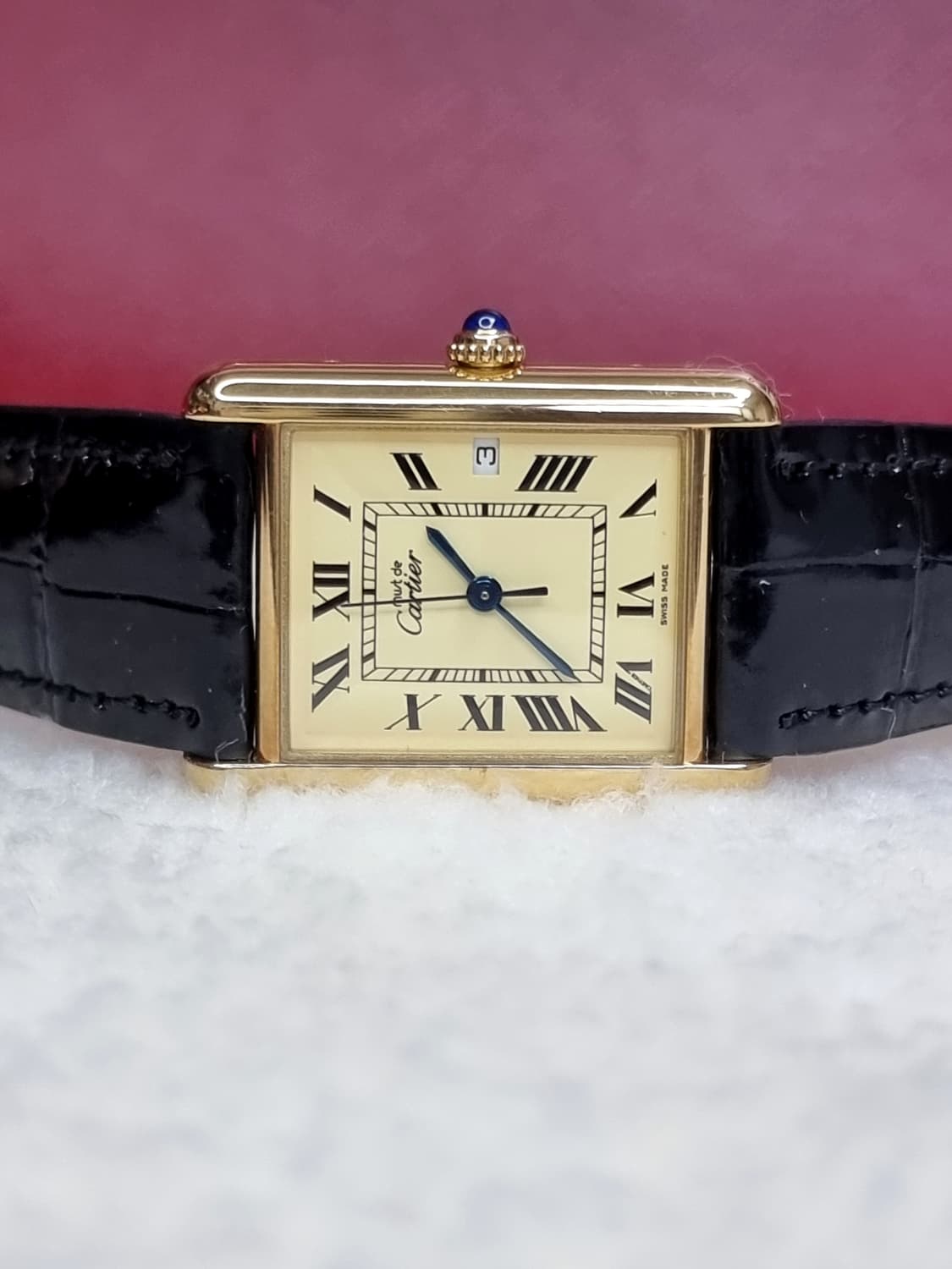 까르띠에 빈티지 탱크 머스트 XL 샴페인 다이얼 디버클 시계(남녀 공용) 상품이미지3