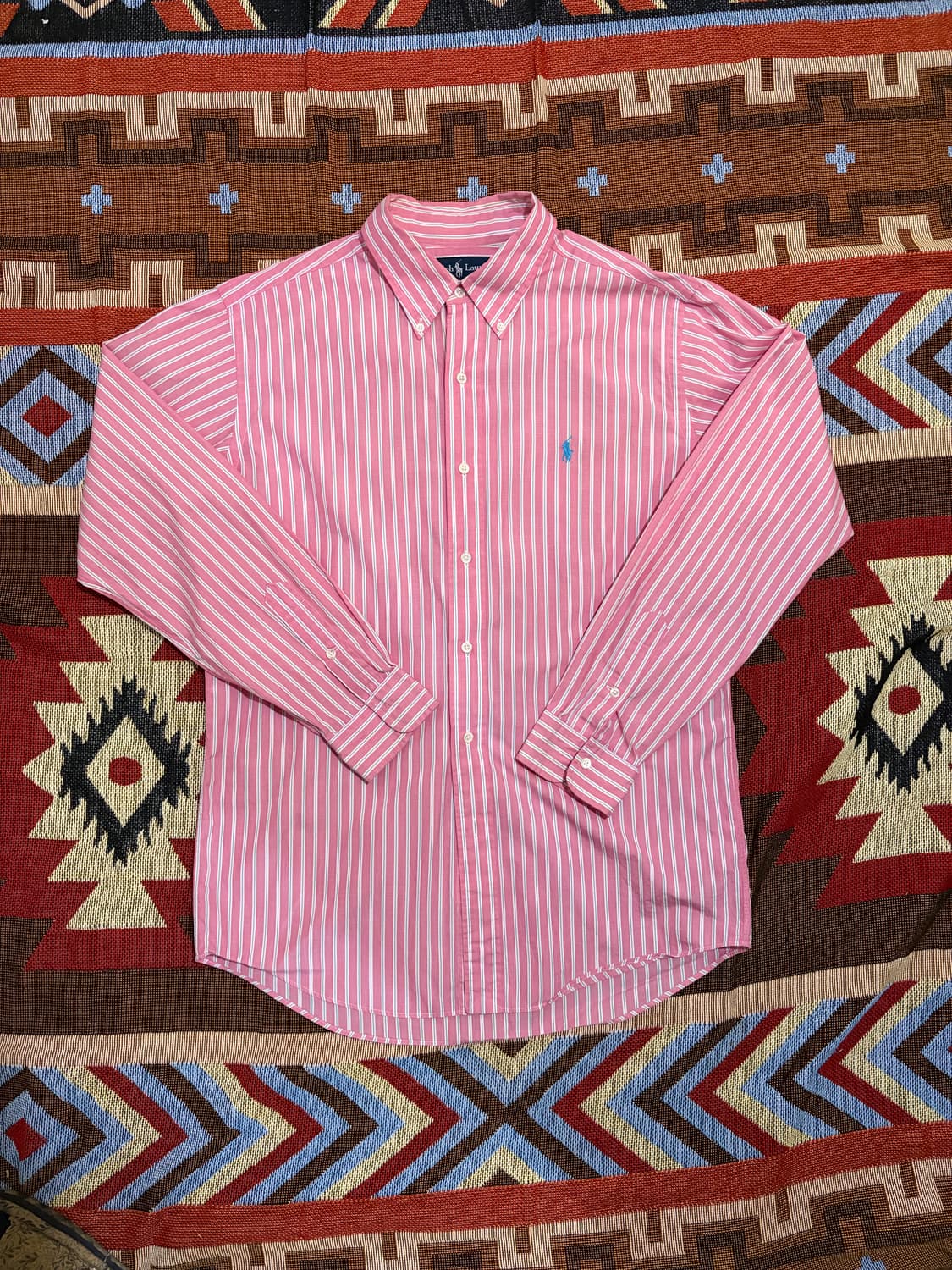 100-105) 폴로 랄프로렌 스트라이프 셔츠 핑크 상품이미지1