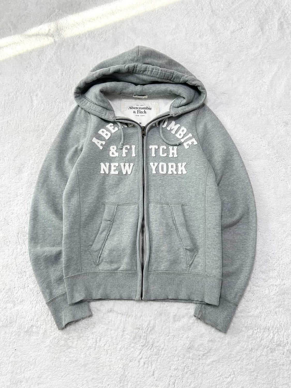 아베크롬비 빅로고 그레이 헤비스웻 후드집업 상품이미지5
