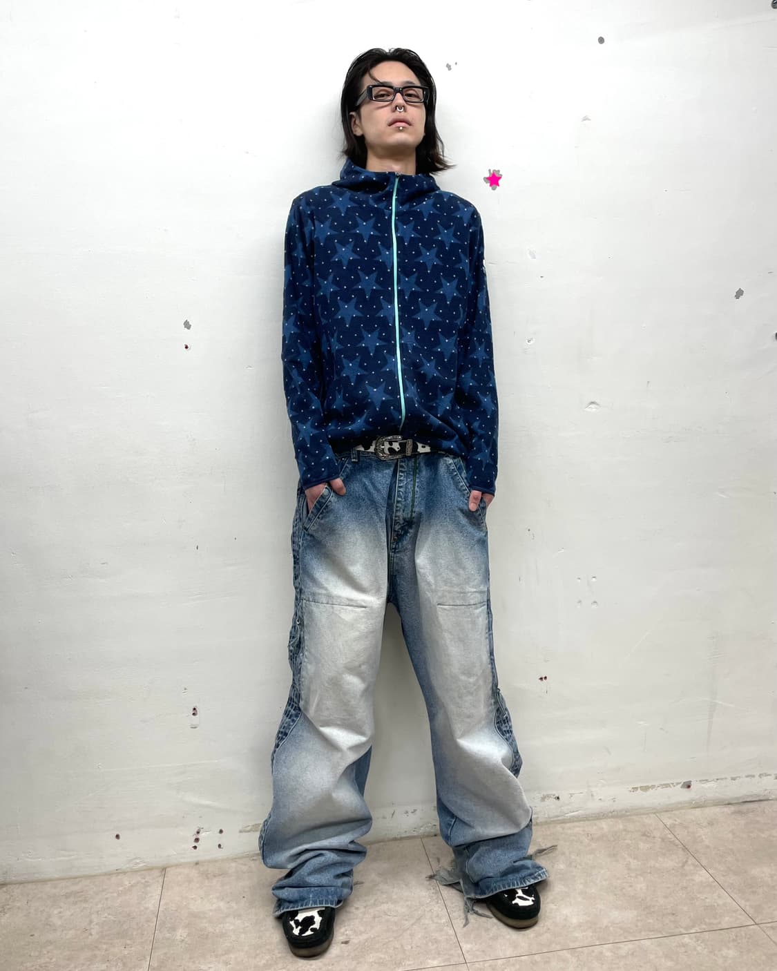 Star Dot Navy Hooded Zip-Up 상품이미지6