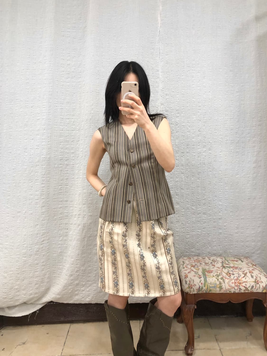 soft brown stripe vest 상품이미지5