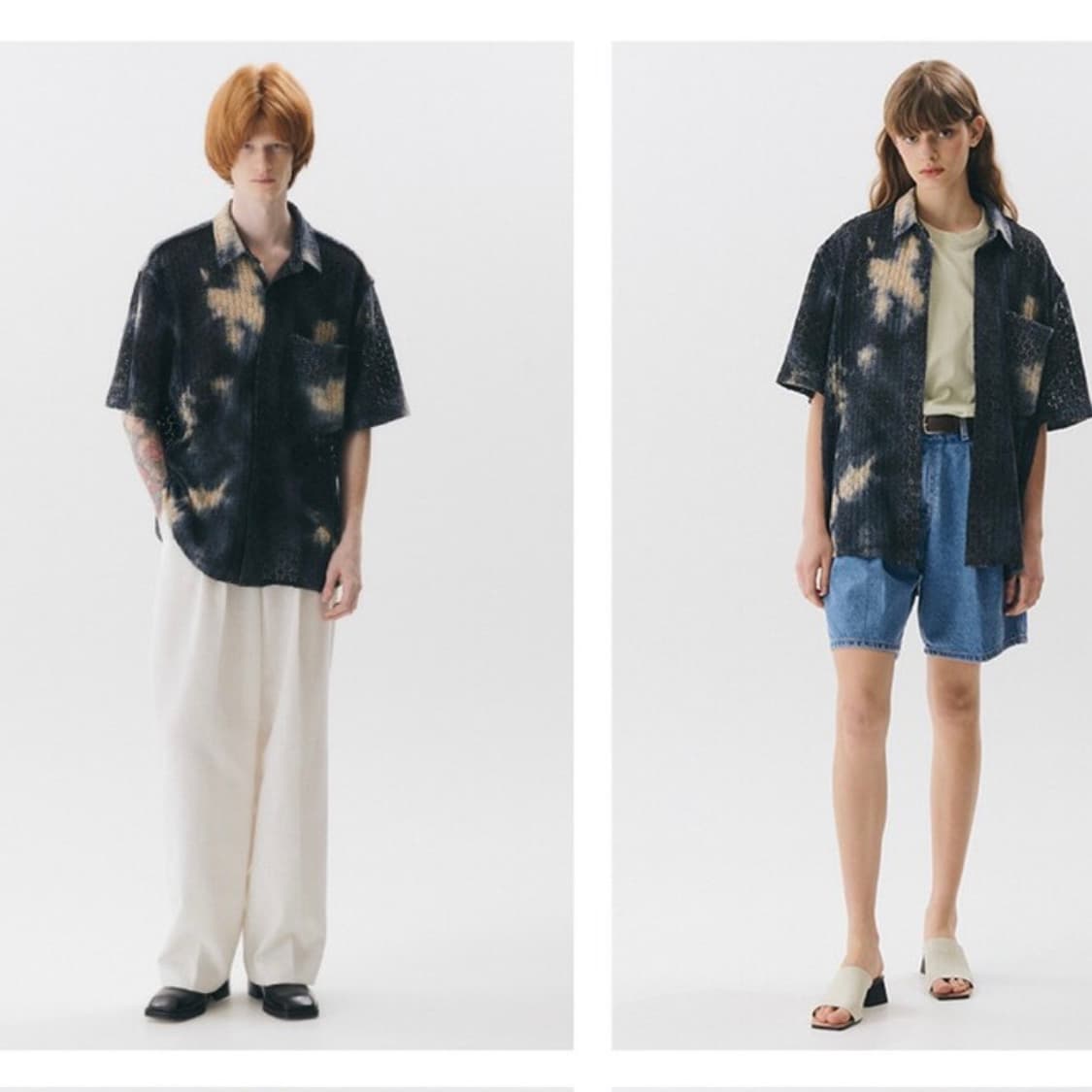 트립르센스 크로셰 하프 셔츠 네이비 (남여공용) 상품이미지3