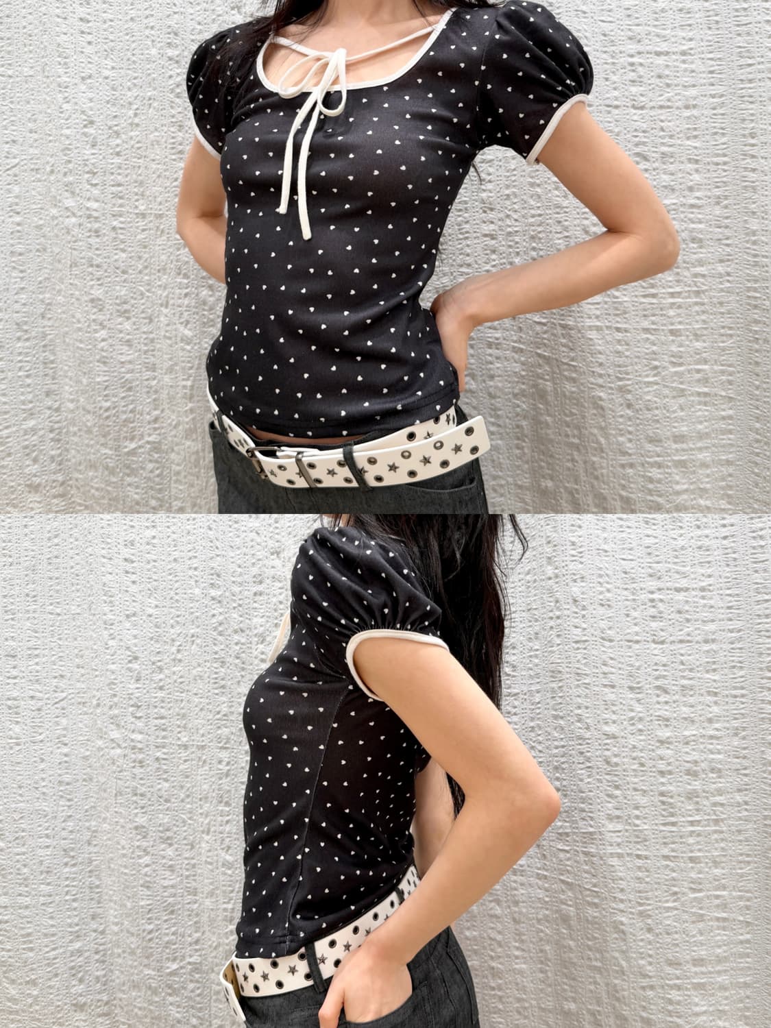 Heart pattern ribbon top 상품이미지6