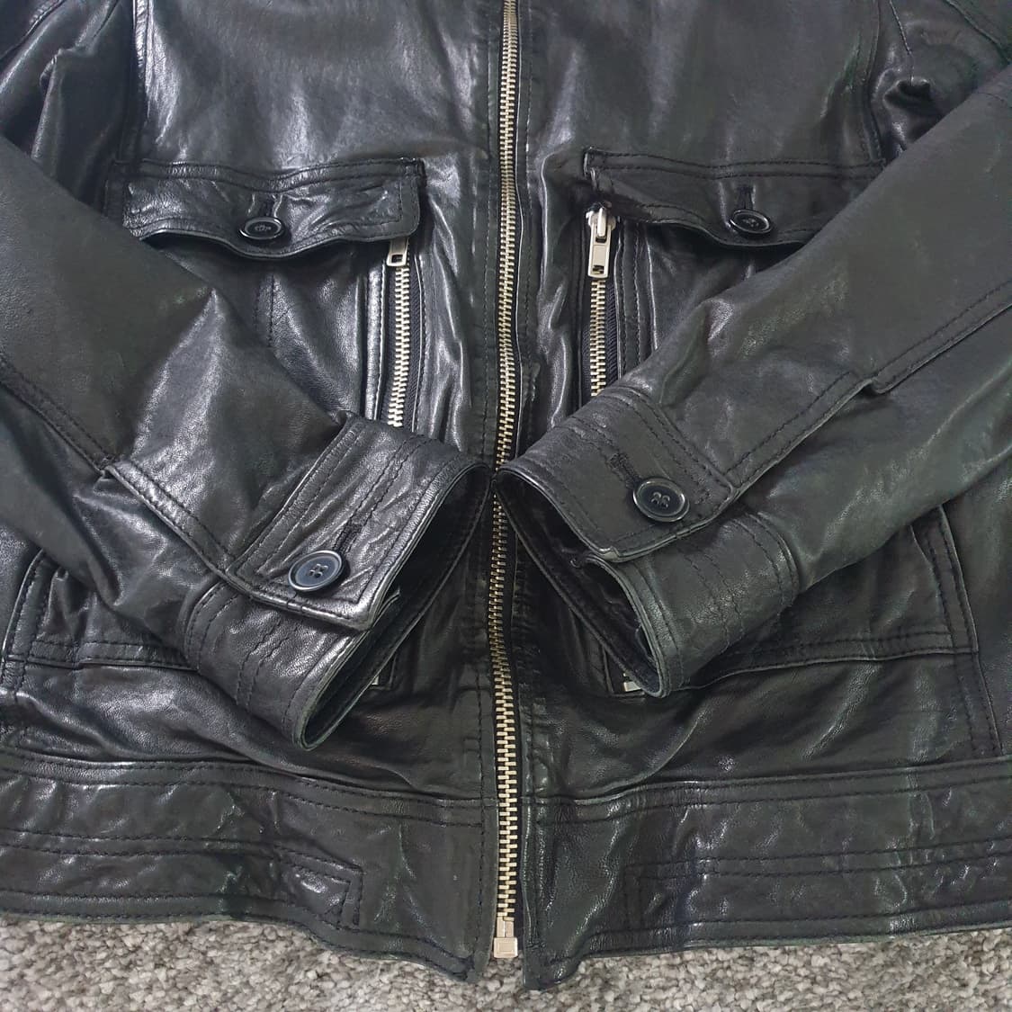 [무료배송] 블랙 가죽 긴팔 자켓 상품이미지3