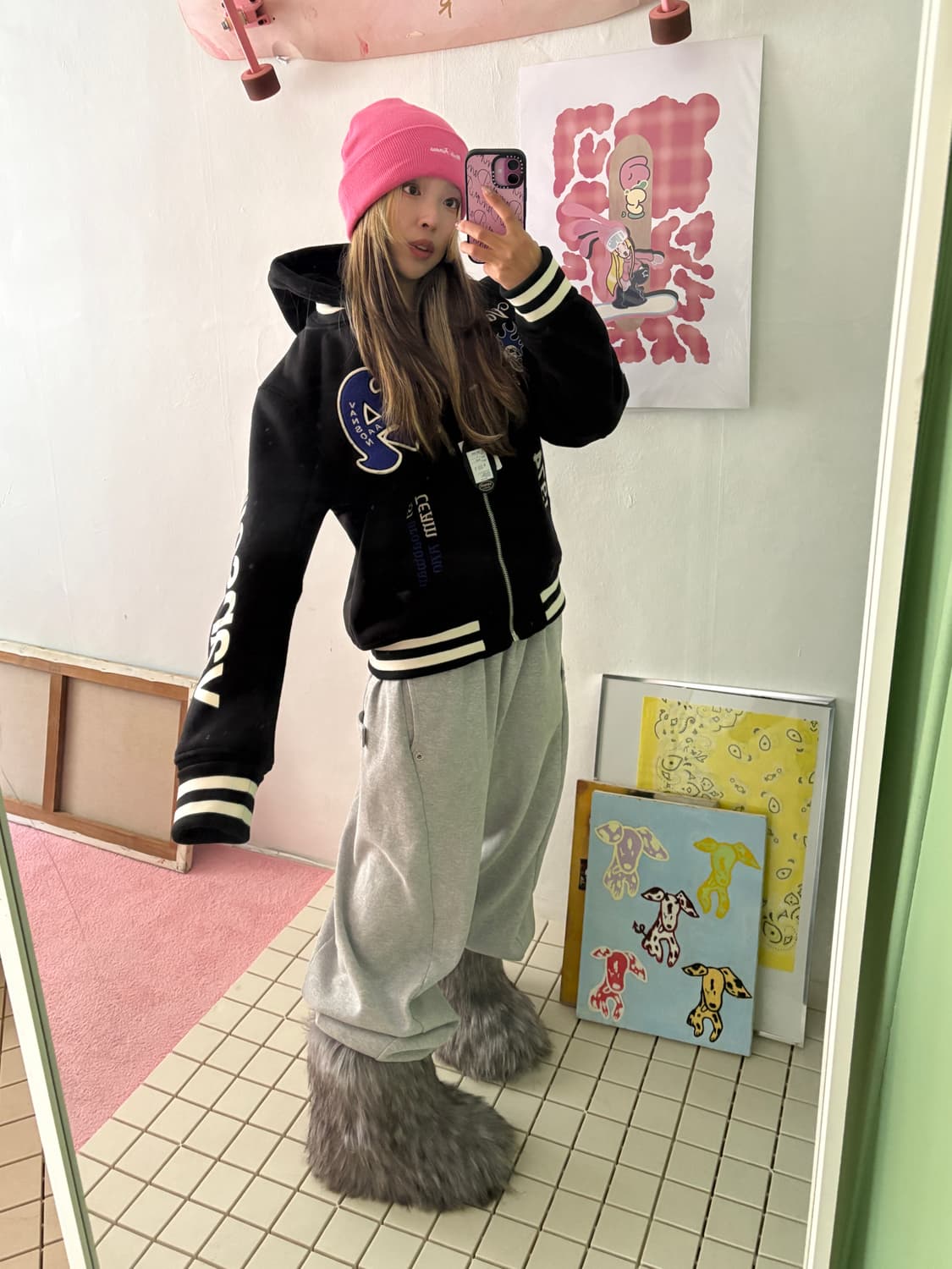 x AAO crop varsity jacket 크롭 바시티 자켓 상품이미지7