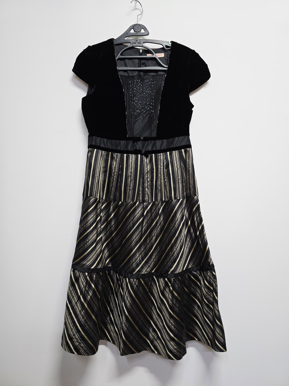 샤틴 벨벳 블랙 자켓 + 스트라이프 롱 원피스 상품이미지7