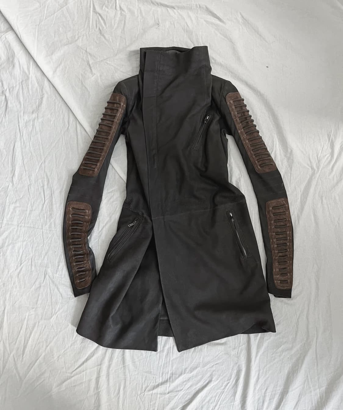 릭오웬스 10FW 아카이브 램스킨 하이넥 레더코트 상품이미지2