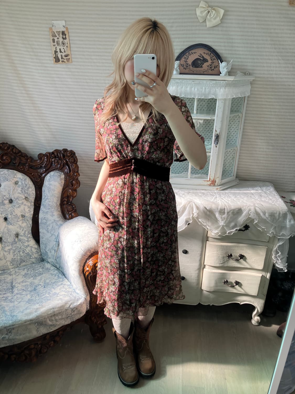 Primo Valore 앤틱 쉬폰 원피스 상품이미지2