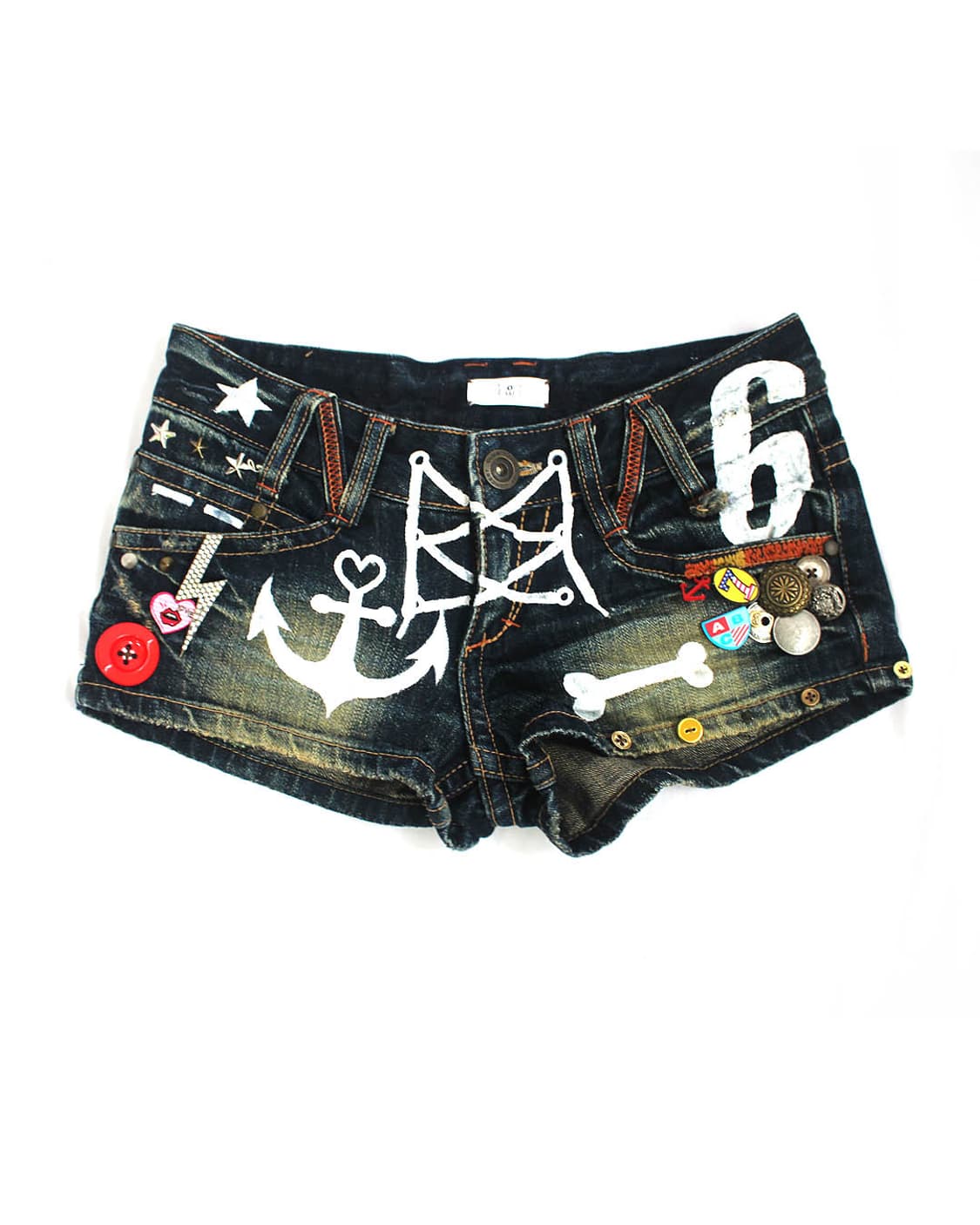 Kitsch Hand-Drawn Y2K Denim shorts  상품이미지1