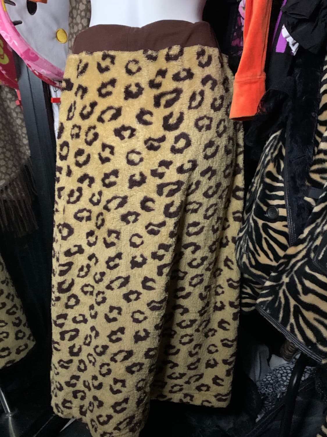 갸루 레오파드 퍼 롱스커트 상품이미지4