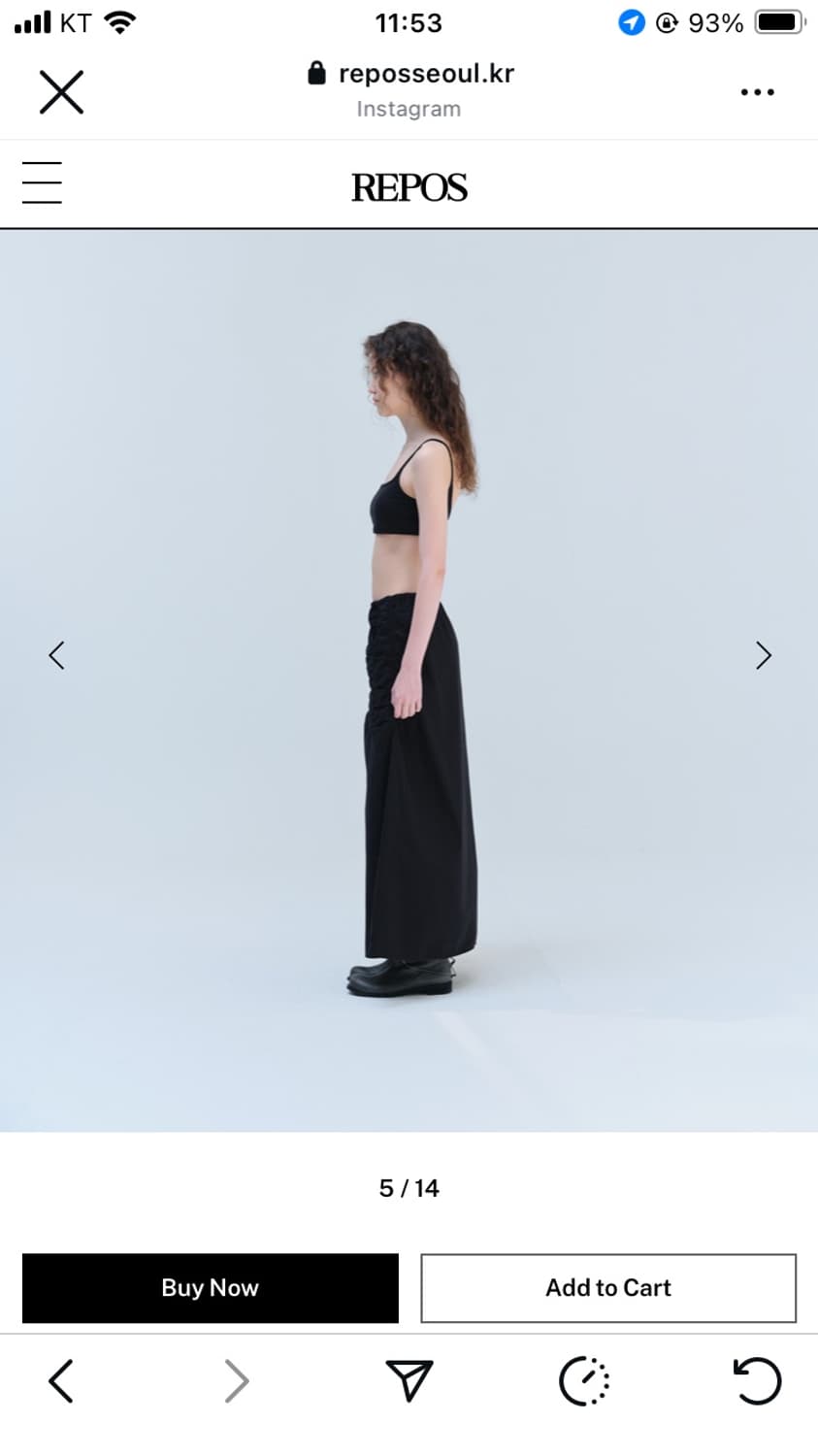 COTTON GATHERING SKIRTS (BLACK) 상품이미지2