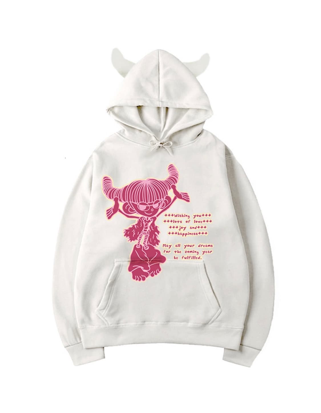 하이호체리 화이트핑크 후드티 상품이미지1