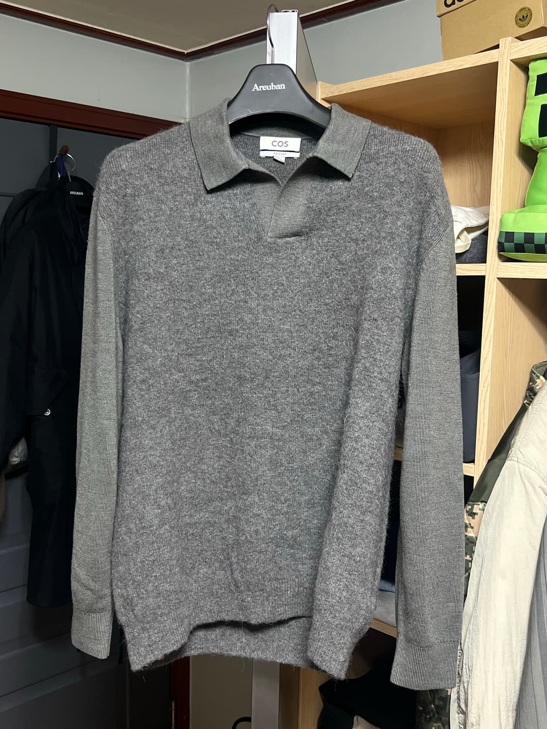 cos 오픈카라 모헤어 니트 그레이 S 상품이미지2