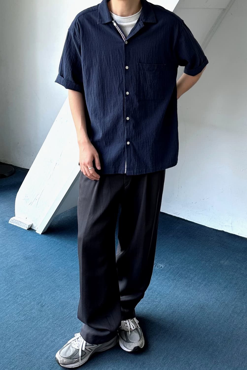 Natural cotton woven fabric H/S shirt 상품이미지7