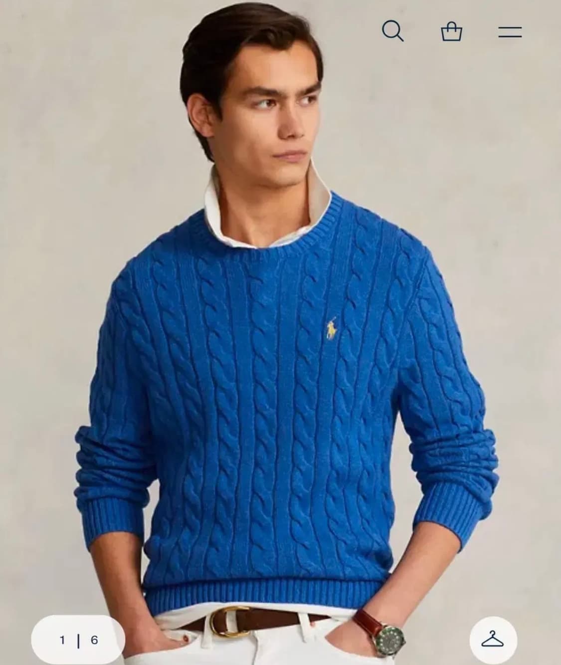 폴로 랄프로렌 케이블 니트 코튼 스웨터 블루 m사이즈(100) 상품이미지3