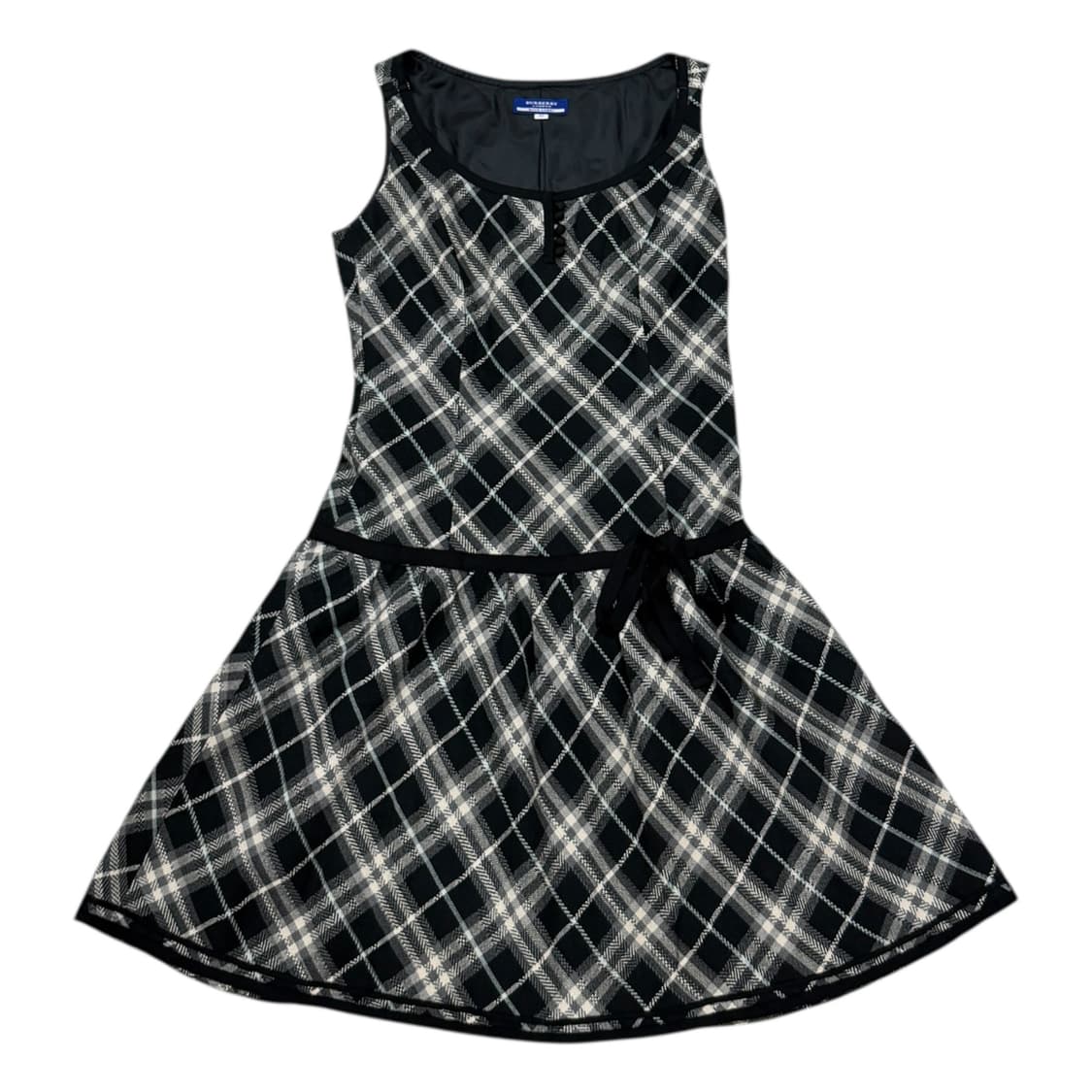 버버리 빈티지 블루라벨 모리걸 체크 패턴 나시 원피스 블랙 38  상품이미지1