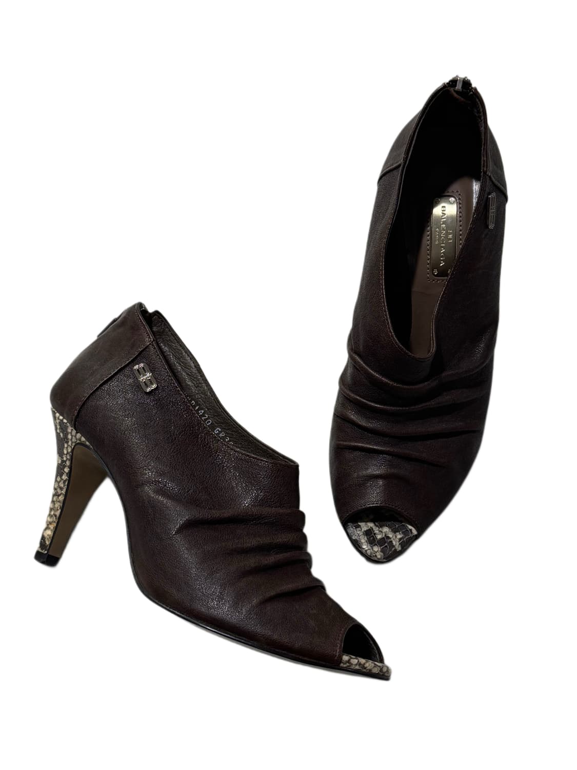 발렌시아가 오픈 토 레더 파이톤 힐 상품이미지3