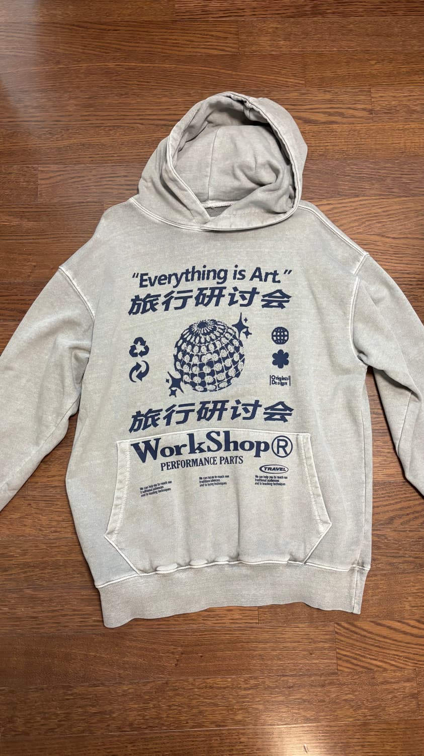 트래블 피그먼트 그레이 후드티 상품이미지1
