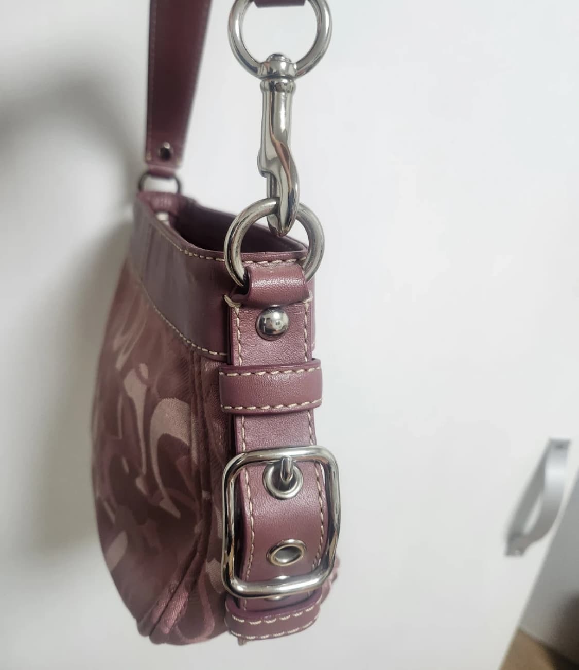 Coach 코치 시그니처 핑크 버건디 숄더백 상품이미지4