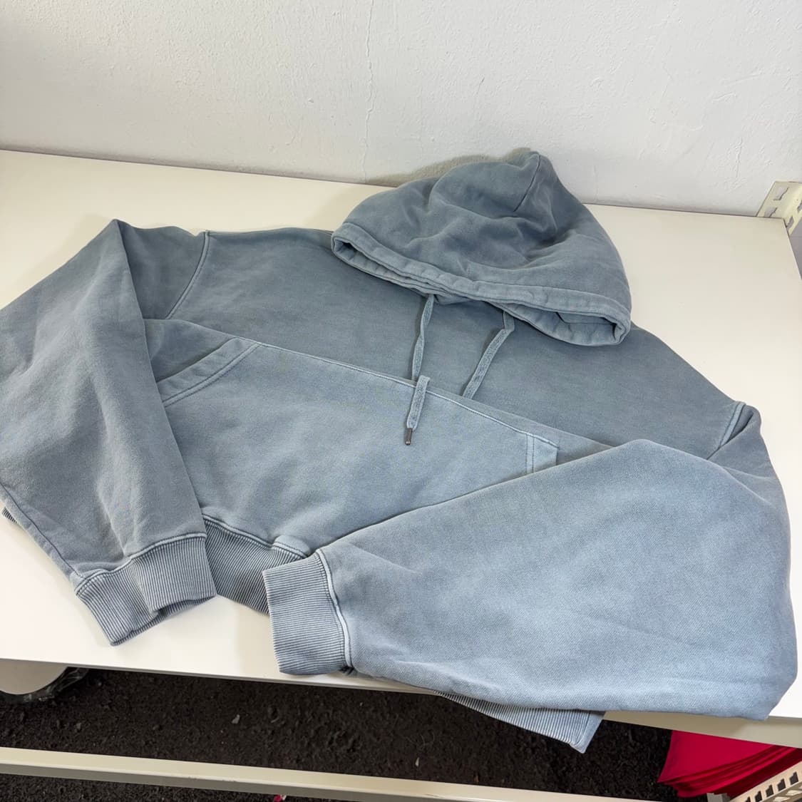 L-XL 토피 시멘트그레이 오버핏 스웻코튼 피그먼트후드티 상품이미지1