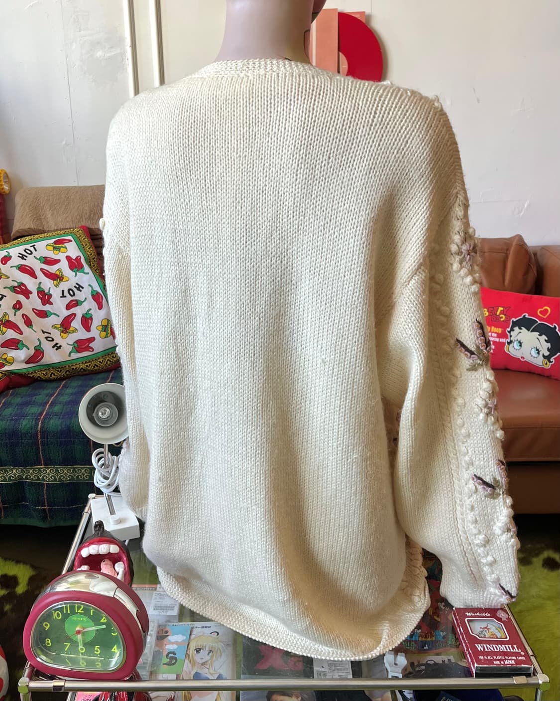 Japanese 3D Pom Pom Floral Knit Cardigan 상품이미지7